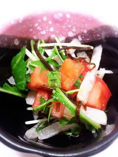 和えるだけ!トマトと水菜の塩昆布サラダ-レシピのメイン写真