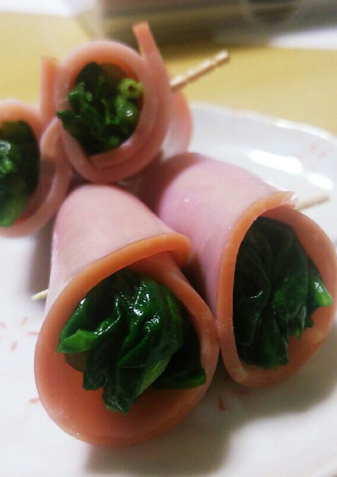 ハムのほうれん草巻き♪-レシピのメイン写真