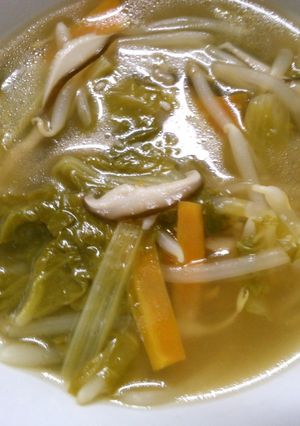 簡単 山東菜と もやし 椎茸の 塩スープ-レシピのメイン写真