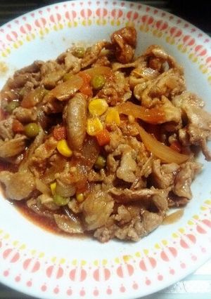 豚こまで簡単ポークケチャップ♪-レシピのメイン写真