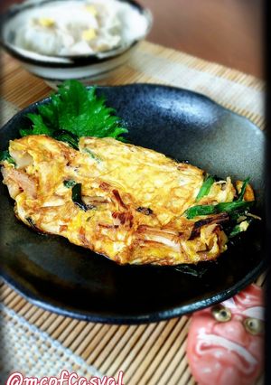 簡単一品♪エノキとメンマ入りニラ玉焼き-レシピのメイン写真