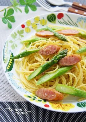 お鍋１つで♫アスパラとウィンナーのパスタ-レシピのメイン写真