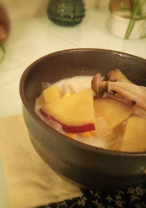キノコとさつまいもの豆乳スープ-レシピのメイン写真