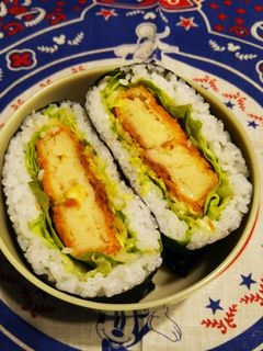 おにぎらずφ酢飯×コロッケ+キャベツ♪-レシピのメイン写真