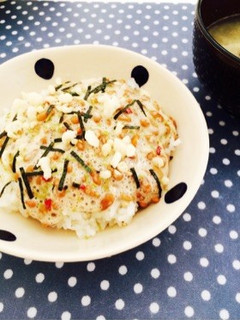 豆乳でふわとろ納豆♡お茶づけの素がけ-レシピのメイン写真