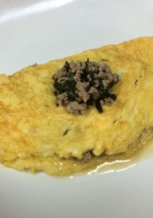 おばあちゃんの味♪簡単ニラ豚和風オムレツ-レシピのメイン写真