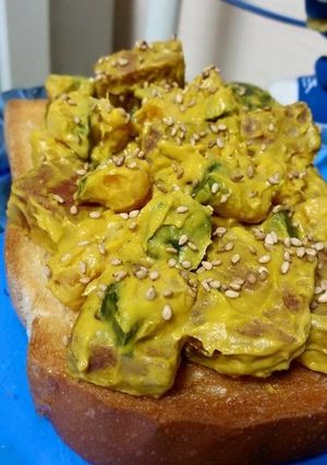 SPAMカボチャのキーモーサラダトースト-レシピのメイン写真