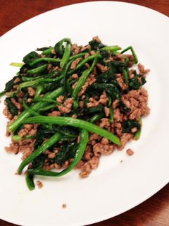 ほうれん草とひき肉の炒め物…カレー風味…-レシピのメイン写真