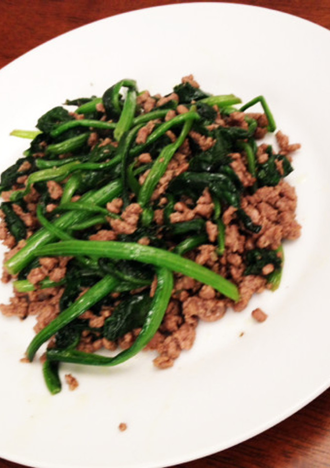 ほうれん草とひき肉の炒め物…カレー風味…-レシピのメイン写真