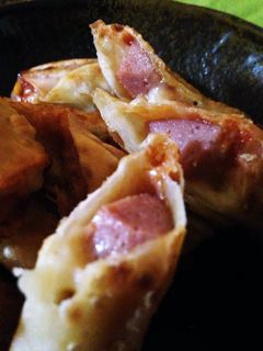 お弁当にも♪餃子の皮deウィンナー巻き-レシピのメイン写真