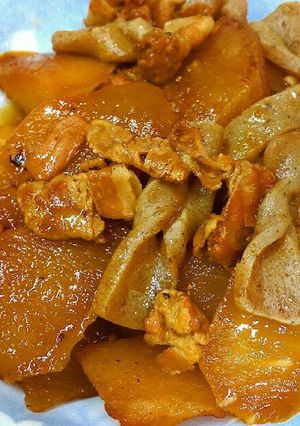 ご飯が進む♪豚と大根と蒟蒻の分量簡単煮物-レシピのメイン写真