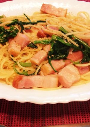 春の旬の菜の花とベーコンのパスタ-レシピのメイン写真