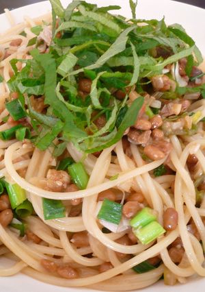 大葉にんにく醤油で☆納豆パスタ♪-レシピのメイン写真