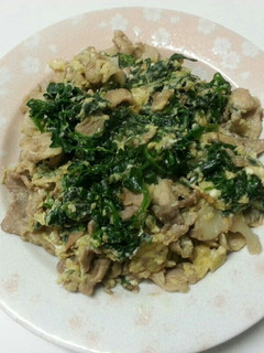 豚細切れ肉とおこぎの卵とじ-レシピのメイン写真