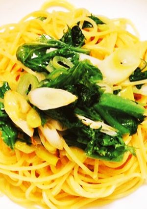 わさび菜と長ねぎのペペロンチーノ-レシピのメイン写真