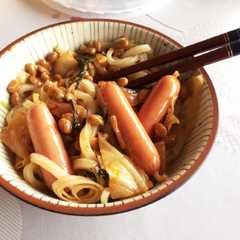 だるい時の豚キム納豆生たまぶっかけうどん-レシピのメイン写真