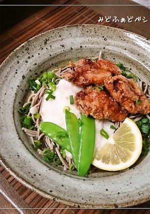 私の肉めん✿鶏辛竜田冷やし山かけそば-レシピのメイン写真