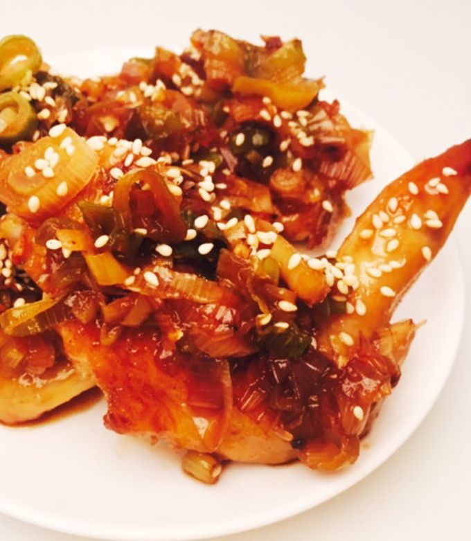 ネギたっぷり甘辛手羽先 by COOKmik 【クックパッド】 簡単おいしい