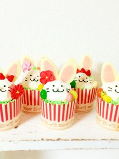 簡単うさぎカップケーキ パンダくま-レシピのメイン写真
