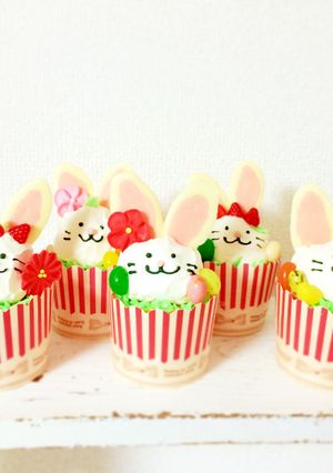 簡単うさぎカップケーキ パンダくま-レシピのメイン写真