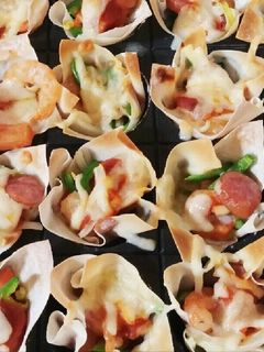 たこ焼き器de♪しゅうまいの皮ピザ~♥❤-レシピのメイン写真