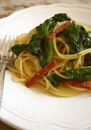 ほうれん草とチョリソーのスパゲティー-レシピのメイン写真