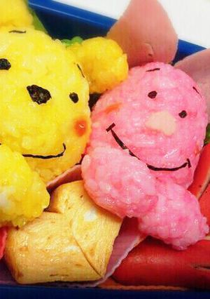 ディズニー☆プーさん&ピグレットキャラ弁-レシピのメイン写真