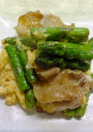 アスパラガスと豚肉のカルボナーラ風-レシピのメイン写真