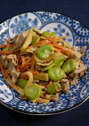 簡単！そら豆と筍の豚マヨ醬油炒め-レシピのメイン写真