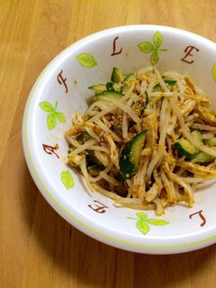 モヤシとキュウリ、蒸し鶏のピリ辛和え☆-レシピのメイン写真