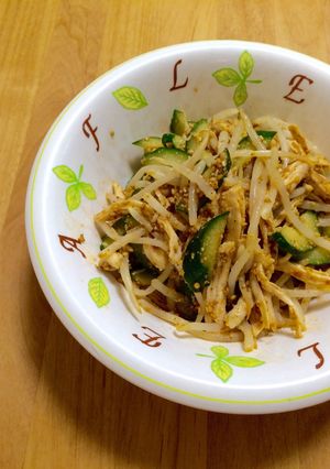 モヤシとキュウリ、蒸し鶏のピリ辛和え☆-レシピのメイン写真