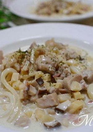 椎茸タケノコのクリームうどん-レシピのメイン写真