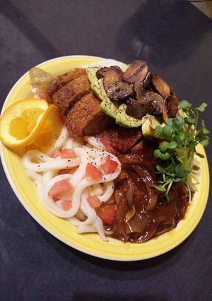 ガッツリ爽やか*｡+゜デミメンチうどん-レシピのメイン写真