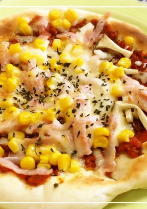 グリルで5分☆ベーコンとコーンのピザ-レシピのメイン写真