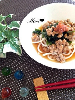 簡単!さっぱり♡梅わかめ納豆うどん-レシピのメイン写真