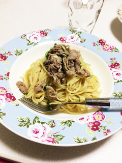 水菜と豚の和風パスタ-レシピのメイン写真