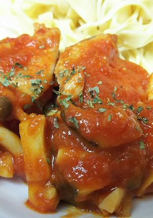 鶏肉ときのこのトマト煮~パスタ添え-レシピのメイン写真