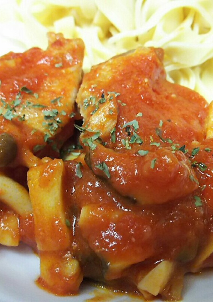 鶏肉ときのこのトマト煮～パスタ添え-レシピのメイン写真