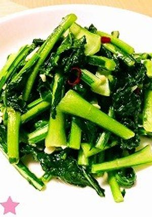 ★簡単で美味い！かぶの葉のにんにく炒め★-レシピのメイン写真