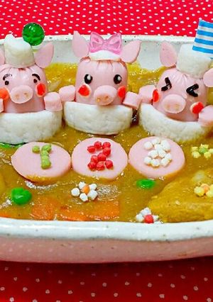 ポークカレー☆3匹の子ブタ☆浮き輪-レシピのメイン写真