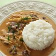 メンマでビーフストロガノフ【天狗缶詰】