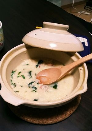 味噌たまベーコンおかゆ-レシピのメイン写真