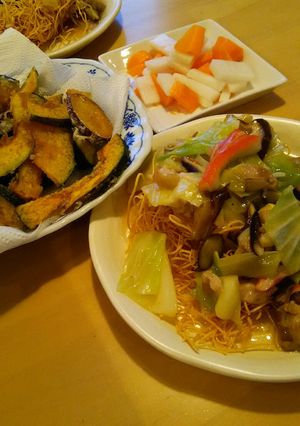 あんかけかた焼きそばと野菜の唐揚げ-レシピのメイン写真