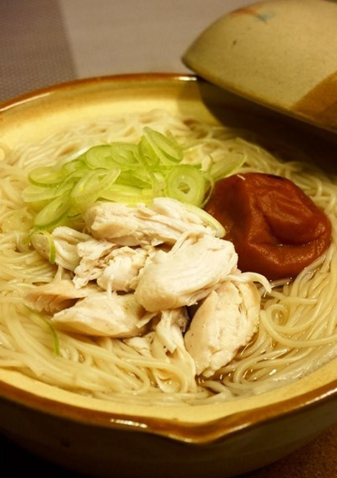 鶏ささみと梅干しのさっぱりにゅうめん-レシピのメイン写真