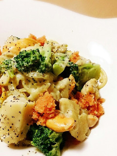 豆乳で☆魚介のクリームパスタ♪-レシピのメイン写真