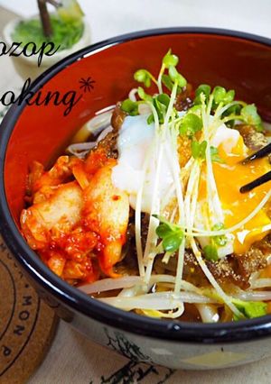 ごま油香るキムチ牛肉ぶっかけうどん-レシピのメイン写真