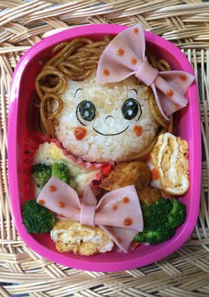 ハムでりぼん♡ドット柄 ！簡単キャラ弁に-レシピのメイン写真