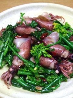 ホタルイカと菜の花の炒め物-レシピのメイン写真