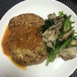 半分豆腐の合挽きハンバーグ玉ねぎソース