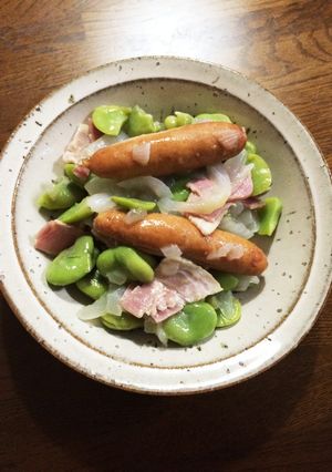 そらまめと新玉ねぎの蒸し煮（二人分）-レシピのメイン写真